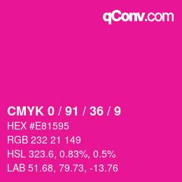 Farbcode: CMYK 0 / 91 / 36 / 9 | qconv.com