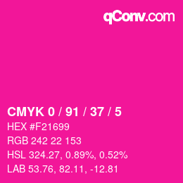 カラーコード: CMYK 0 / 91 / 37 / 5 | qconv.com