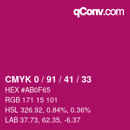 カラーコード: CMYK 0 / 91 / 41 / 33 | qconv.com