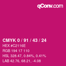 カラーコード: CMYK 0 / 91 / 43 / 24 | qconv.com