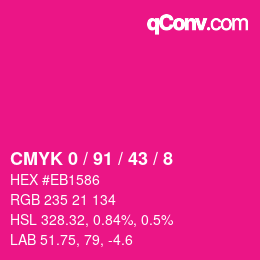 カラーコード: CMYK 0 / 91 / 43 / 8 | qconv.com