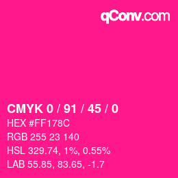 カラーコード: CMYK 0 / 91 / 45 / 0 | qconv.com