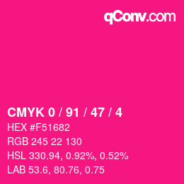 Color code: CMYK 0 / 91 / 47 / 4 | qconv.com