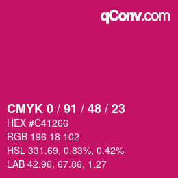 颜色代码: CMYK 0 / 91 / 48 / 23 | qconv.com