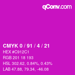 Color code: CMYK 0 / 91 / 4 / 21 | qconv.com