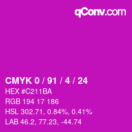 Color code: CMYK 0 / 91 / 4 / 24 | qconv.com