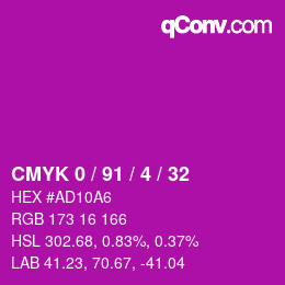 Color code: CMYK 0 / 91 / 4 / 32 | qconv.com
