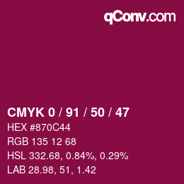 Color code: CMYK 0 / 91 / 50 / 47 | qconv.com