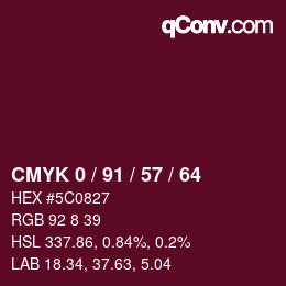 Color code: CMYK 0 / 91 / 57 / 64 | qconv.com