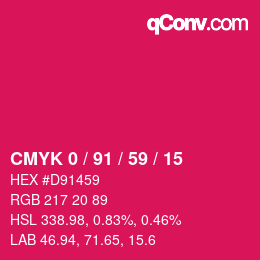 カラーコード: CMYK 0 / 91 / 59 / 15 | qconv.com