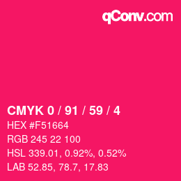 Color code: CMYK 0 / 91 / 59 / 4 | qconv.com