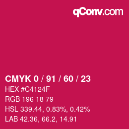 カラーコード: CMYK 0 / 91 / 60 / 23 | qconv.com