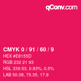 颜色代码: CMYK 0 / 91 / 60 / 9 | qconv.com