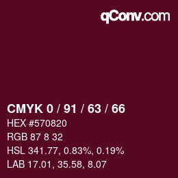 颜色代码: CMYK 0 / 91 / 63 / 66 | qconv.com