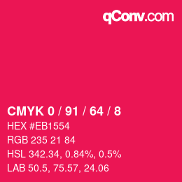 Color code: CMYK 0 / 91 / 64 / 8 | qconv.com