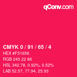 Color code: CMYK 0 / 91 / 65 / 4 | qconv.com