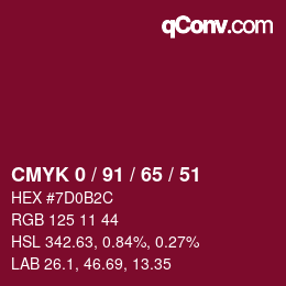 Color code: CMYK 0 / 91 / 65 / 51 | qconv.com