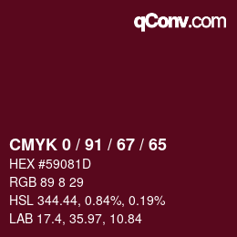 Farbcode: CMYK 0 / 91 / 67 / 65 | qconv.com