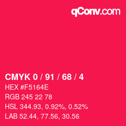 Color code: CMYK 0 / 91 / 68 / 4 | qconv.com