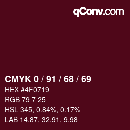 Color code: CMYK 0 / 91 / 68 / 69 | qconv.com