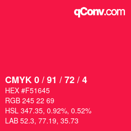 Color code: CMYK 0 / 91 / 72 / 4 | qconv.com