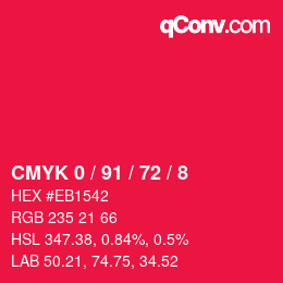 Color code: CMYK 0 / 91 / 72 / 8 | qconv.com