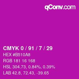 Color code: CMYK 0 / 91 / 7 / 29 | qconv.com