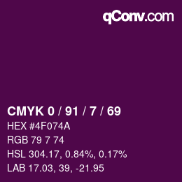 Color code: CMYK 0 / 91 / 7 / 69 | qconv.com