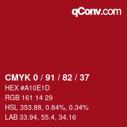 Color code: CMYK 0 / 91 / 82 / 37 | qconv.com
