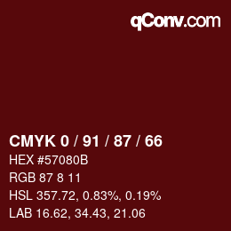 Color code: CMYK 0 / 91 / 87 / 66 | qconv.com