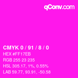 カラーコード: CMYK 0 / 91 / 8 / 0 | qconv.com