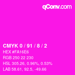 カラーコード: CMYK 0 / 91 / 8 / 2 | qconv.com