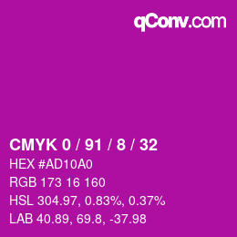 Color code: CMYK 0 / 91 / 8 / 32 | qconv.com