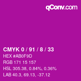 Color code: CMYK 0 / 91 / 8 / 33 | qconv.com