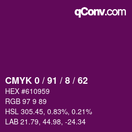 Color code: CMYK 0 / 91 / 8 / 62 | qconv.com