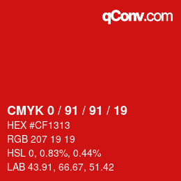 Color code: CMYK 0 / 91 / 91 / 19 | qconv.com