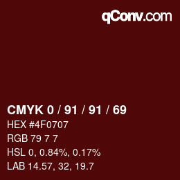 Color code: CMYK 0 / 91 / 91 / 69 | qconv.com