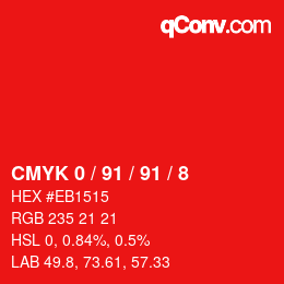 Código de color: CMYK 0 / 91 / 91 / 8 | qconv.com