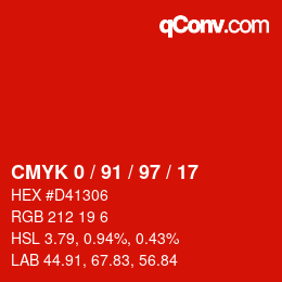 Color code: CMYK 0 / 91 / 97 / 17 | qconv.com