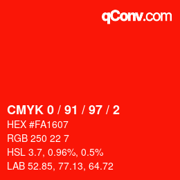 Color code: CMYK 0 / 91 / 97 / 2 | qconv.com