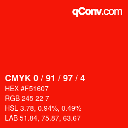 Color code: CMYK 0 / 91 / 97 / 4 | qconv.com