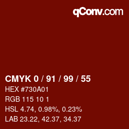 Color code: CMYK 0 / 91 / 99 / 55 | qconv.com