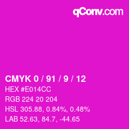 Color code: CMYK 0 / 91 / 9 / 12 | qconv.com