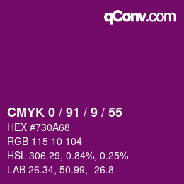 カラーコード: CMYK 0 / 91 / 9 / 55 | qconv.com