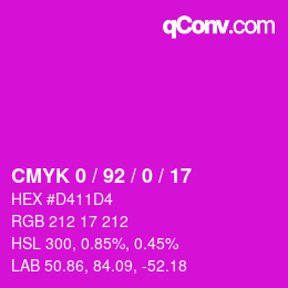 颜色代码: CMYK 0 / 92 / 0 / 17 | qconv.com