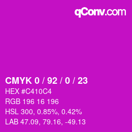 カラーコード: CMYK 0 / 92 / 0 / 23 | qconv.com