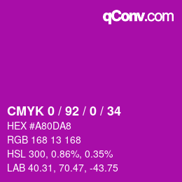 カラーコード: CMYK 0 / 92 / 0 / 34 | qconv.com