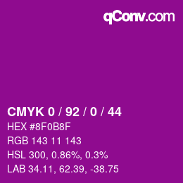 颜色代码: CMYK 0 / 92 / 0 / 44 | qconv.com