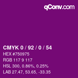 カラーコード: CMYK 0 / 92 / 0 / 54 | qconv.com