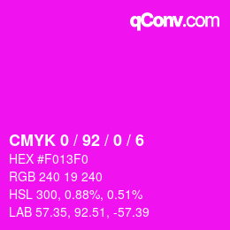 カラーコード: CMYK 0 / 92 / 0 / 6 | qconv.com